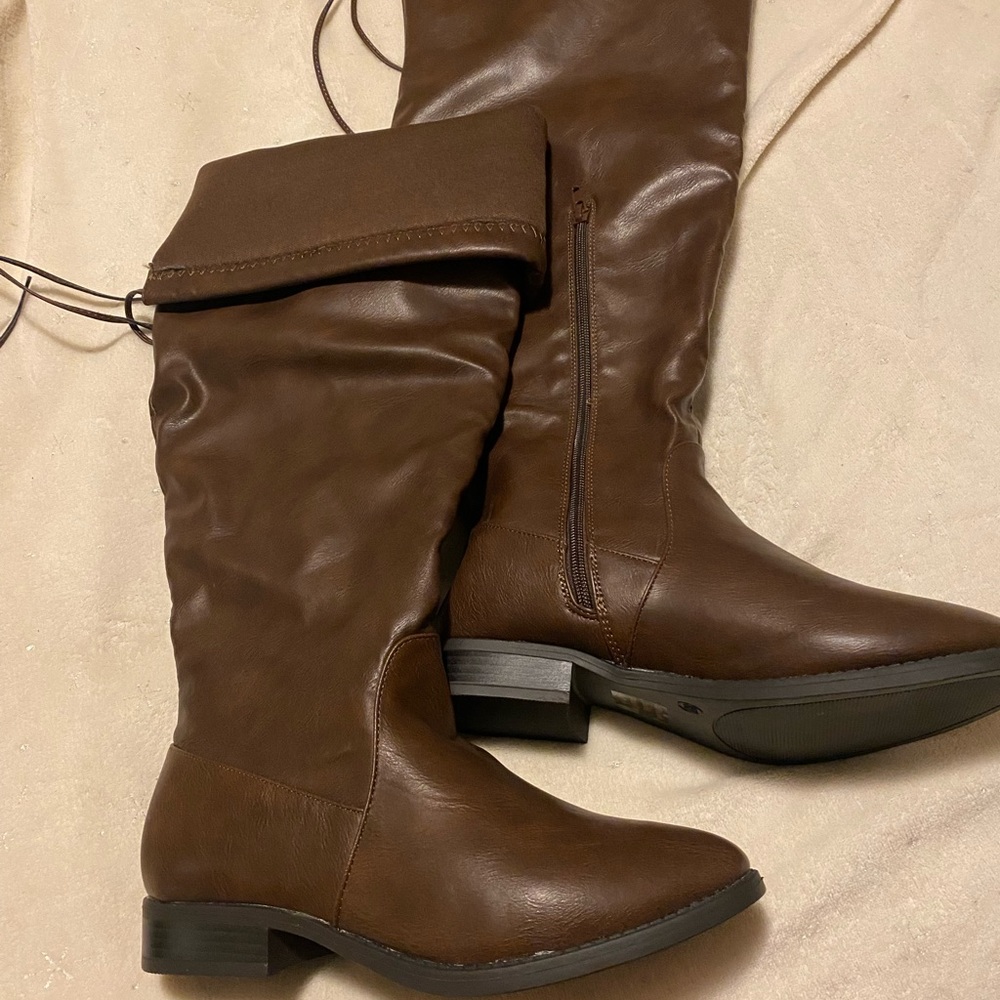 Brown knee high boots